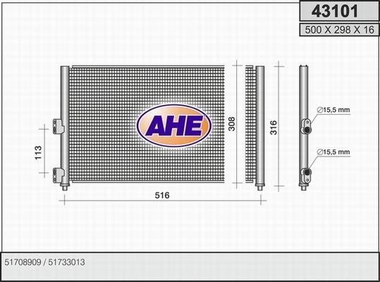 AHE 43101 - Кондензатор, климатизация vvparts.bg