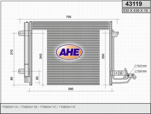 AHE 43119 - Кондензатор, климатизация vvparts.bg