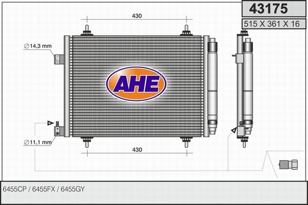 AHE 43175 - Кондензатор, климатизация vvparts.bg