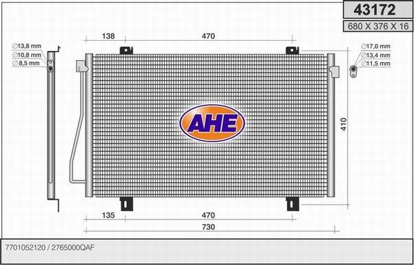 AHE 43172 - Кондензатор, климатизация vvparts.bg