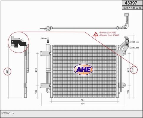 AHE 43397 - Кондензатор, климатизация vvparts.bg