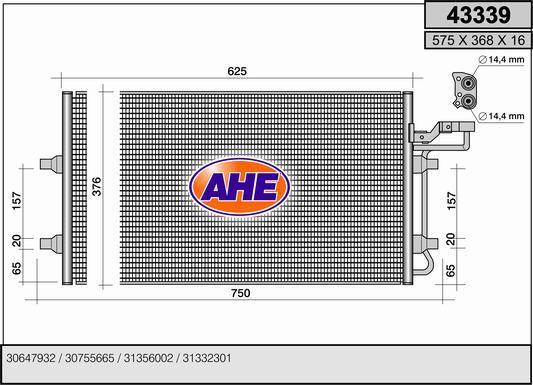 AHE 43339 - Кондензатор, климатизация vvparts.bg