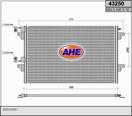 AHE 43250 - Кондензатор, климатизация vvparts.bg