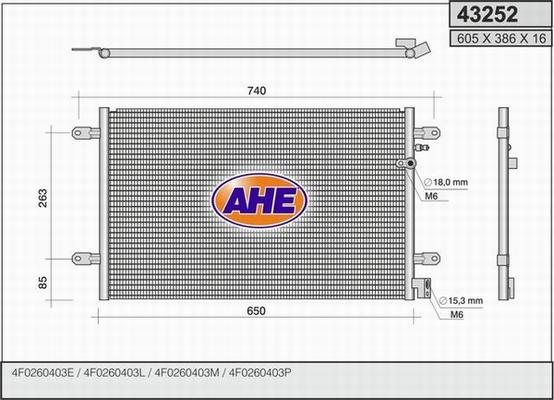 AHE 43252 - Кондензатор, климатизация vvparts.bg