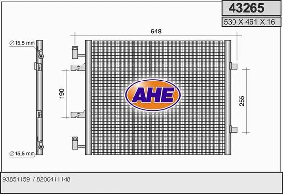 AHE 43265 - Кондензатор, климатизация vvparts.bg