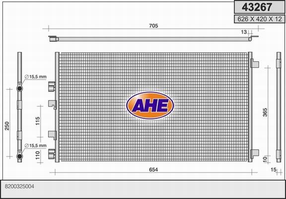 AHE 43267 - Кондензатор, климатизация vvparts.bg