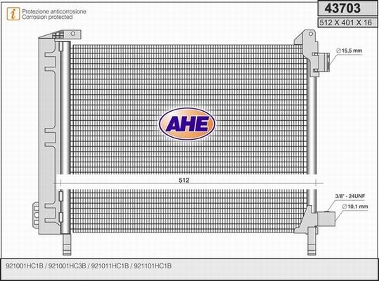 AHE 43703 - Кондензатор, климатизация vvparts.bg