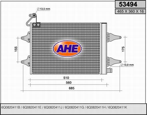 AHE 53494 - Кондензатор, климатизация vvparts.bg