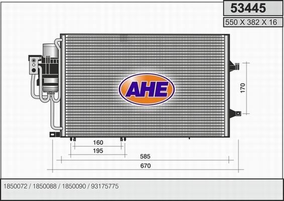 AHE 53445 - Кондензатор, климатизация vvparts.bg