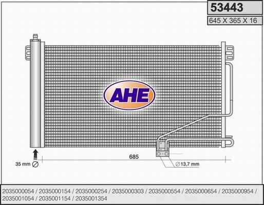 AHE 53443 - Кондензатор, климатизация vvparts.bg