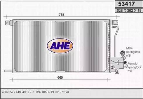 AHE 53417 - Кондензатор, климатизация vvparts.bg