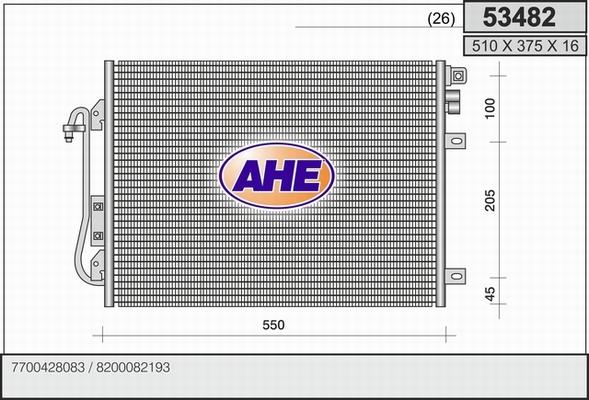 AHE 53482 - Кондензатор, климатизация vvparts.bg