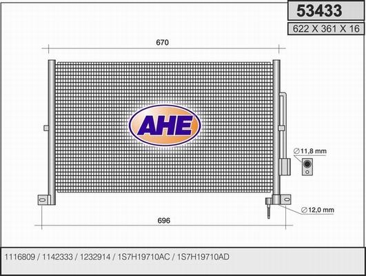 AHE 53433 - Кондензатор, климатизация vvparts.bg