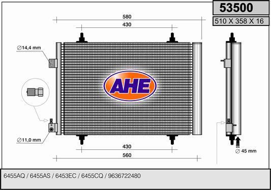 AHE 53500 - Кондензатор, климатизация vvparts.bg