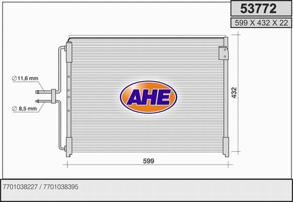 AHE 53772 - Кондензатор, климатизация vvparts.bg