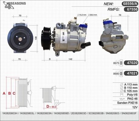 AHE 68556/A - Компресор, климатизация vvparts.bg