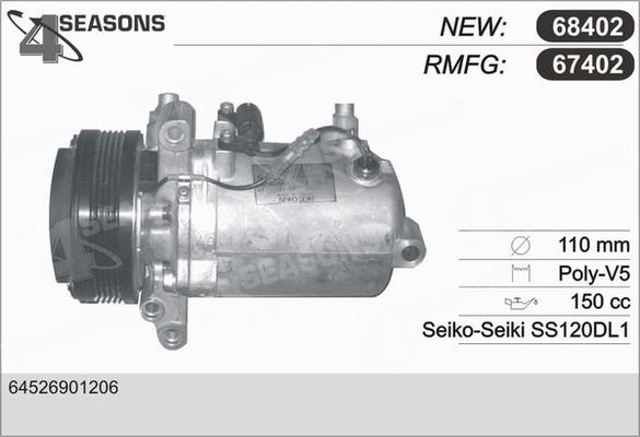 AHE 67402 - Компресор, климатизация vvparts.bg