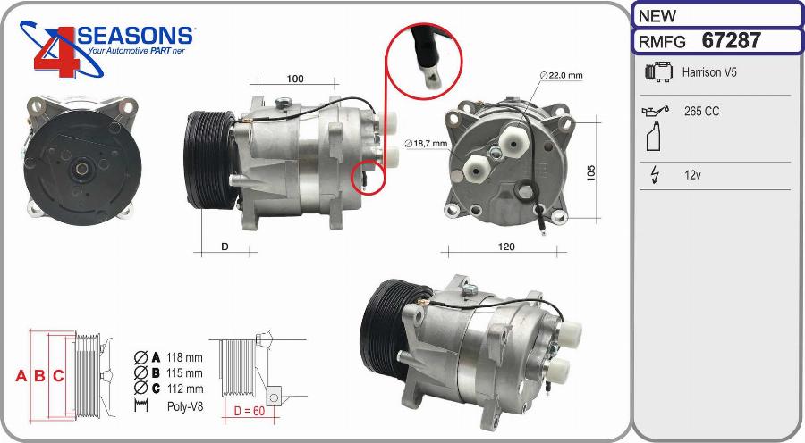 AHE 67287 - Компресор, климатизация vvparts.bg