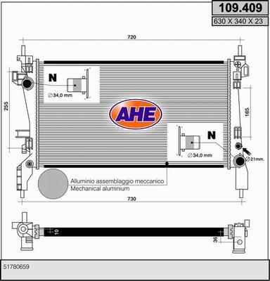 AHE 109.409 - Радиатор, охлаждане на двигателя vvparts.bg