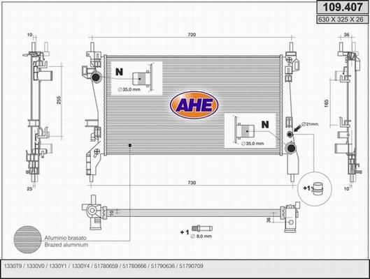 AHE 109.407 - Радиатор, охлаждане на двигателя vvparts.bg