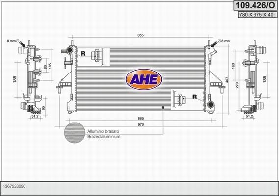 AHE 109.426/O - Радиатор, охлаждане на двигателя vvparts.bg