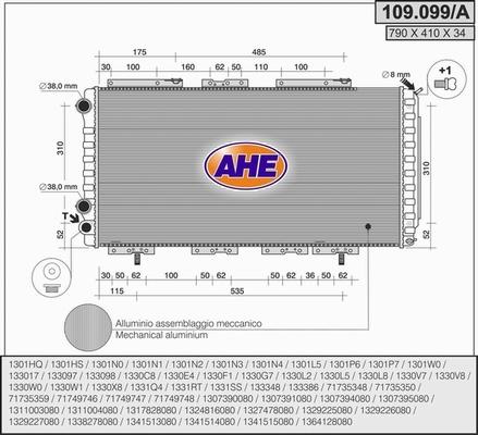 AHE 109.099/A - Радиатор, охлаждане на двигателя vvparts.bg