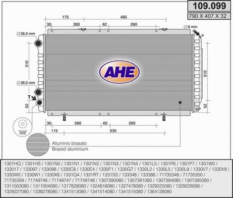 AHE 109.099 - Радиатор, охлаждане на двигателя vvparts.bg