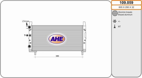 AHE 109.059 - Радиатор, охлаждане на двигателя vvparts.bg