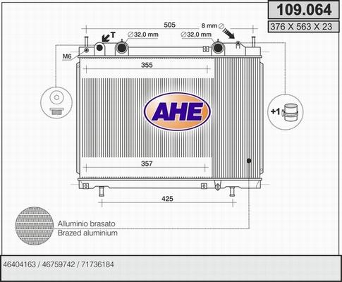 AHE 109.064 - Радиатор, охлаждане на двигателя vvparts.bg