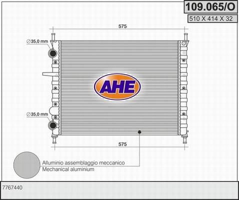 AHE 109.065/O - Радиатор, охлаждане на двигателя vvparts.bg