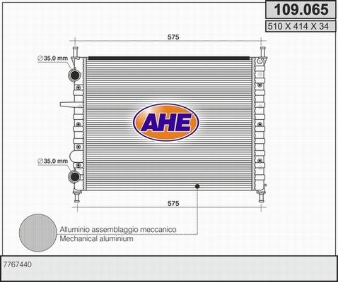 AHE 109.065 - Радиатор, охлаждане на двигателя vvparts.bg