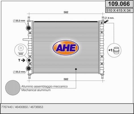 AHE 109.066 - Радиатор, охлаждане на двигателя vvparts.bg