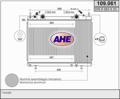 AHE 109.061 - Радиатор, охлаждане на двигателя vvparts.bg