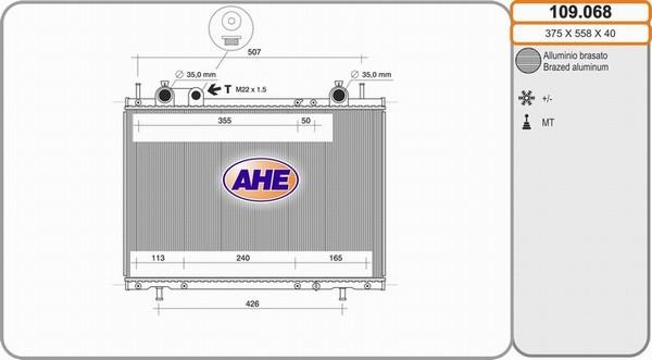 AHE 109.068 - Радиатор, охлаждане на двигателя vvparts.bg