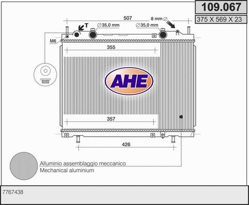 AHE 109.067 - Радиатор, охлаждане на двигателя vvparts.bg