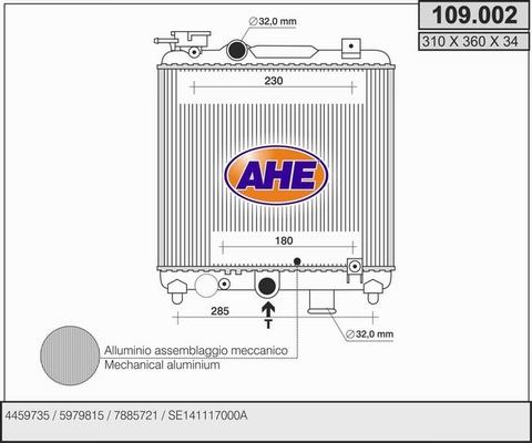 AHE 109.002 - Радиатор, охлаждане на двигателя vvparts.bg