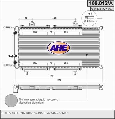 AHE 109.012/A - Радиатор, охлаждане на двигателя vvparts.bg