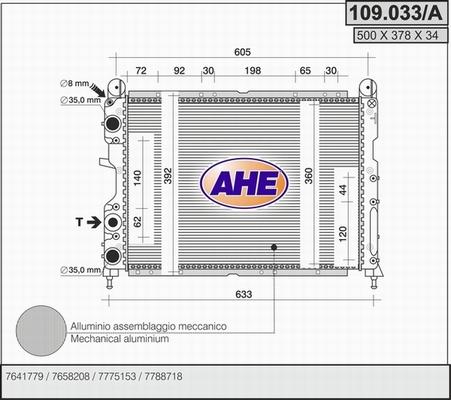 AHE 109.033/A - Радиатор, охлаждане на двигателя vvparts.bg