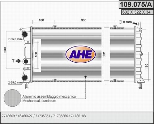 AHE 109.075/A - Радиатор, охлаждане на двигателя vvparts.bg