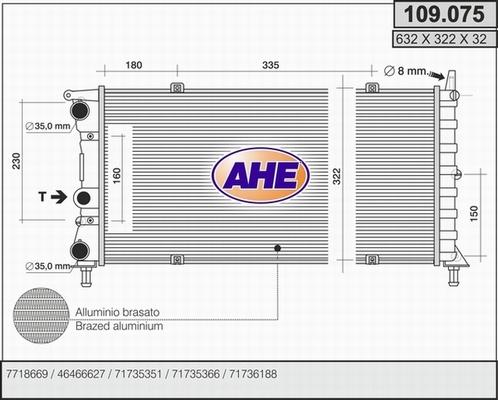 AHE 109.075 - Радиатор, охлаждане на двигателя vvparts.bg