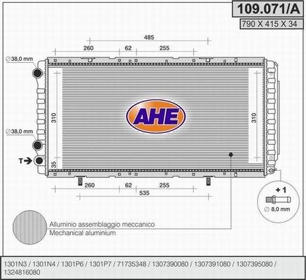 AHE 109.071/A - Радиатор, охлаждане на двигателя vvparts.bg