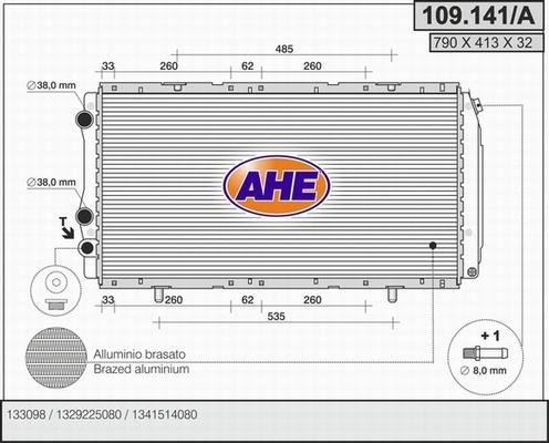 AHE 109.141/A - Радиатор, охлаждане на двигателя vvparts.bg