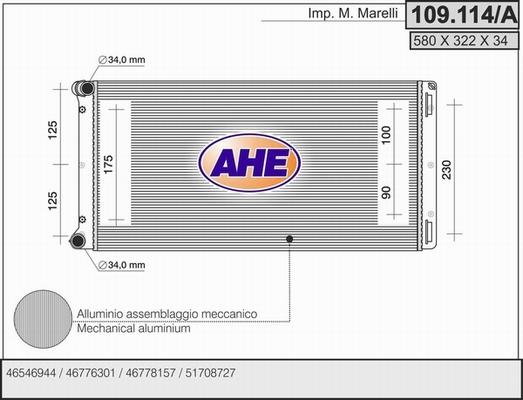 AHE 109.114/A - Радиатор, охлаждане на двигателя vvparts.bg