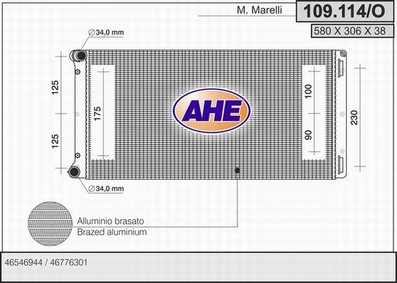 AHE 109.114/O - Радиатор, охлаждане на двигателя vvparts.bg