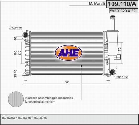 AHE 109.110/A - Радиатор, охлаждане на двигателя vvparts.bg