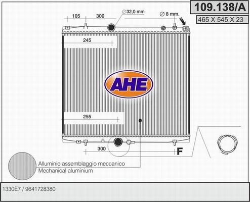 AHE 109.138/A - Радиатор, охлаждане на двигателя vvparts.bg