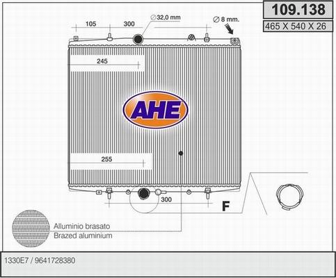 AHE 109.138 - Радиатор, охлаждане на двигателя vvparts.bg