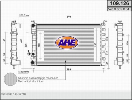 AHE 109.126 - Радиатор, охлаждане на двигателя vvparts.bg