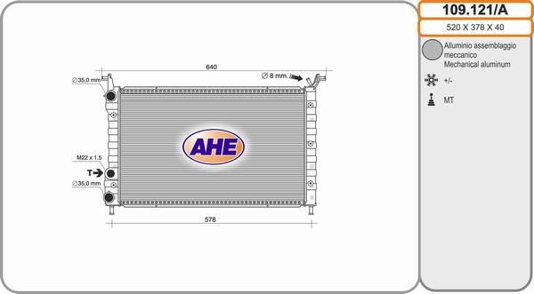 AHE 109.121/A - Радиатор, охлаждане на двигателя vvparts.bg