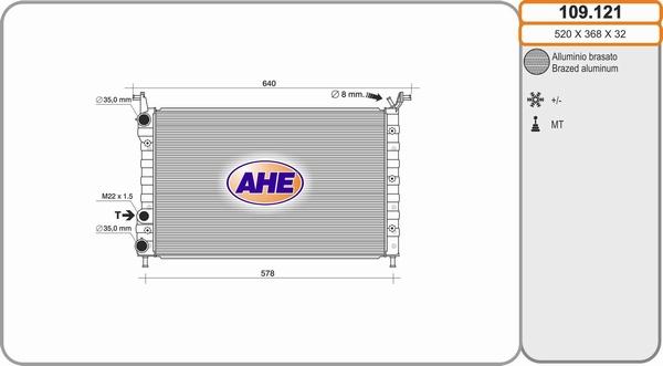 AHE 109.121 - Радиатор, охлаждане на двигателя vvparts.bg